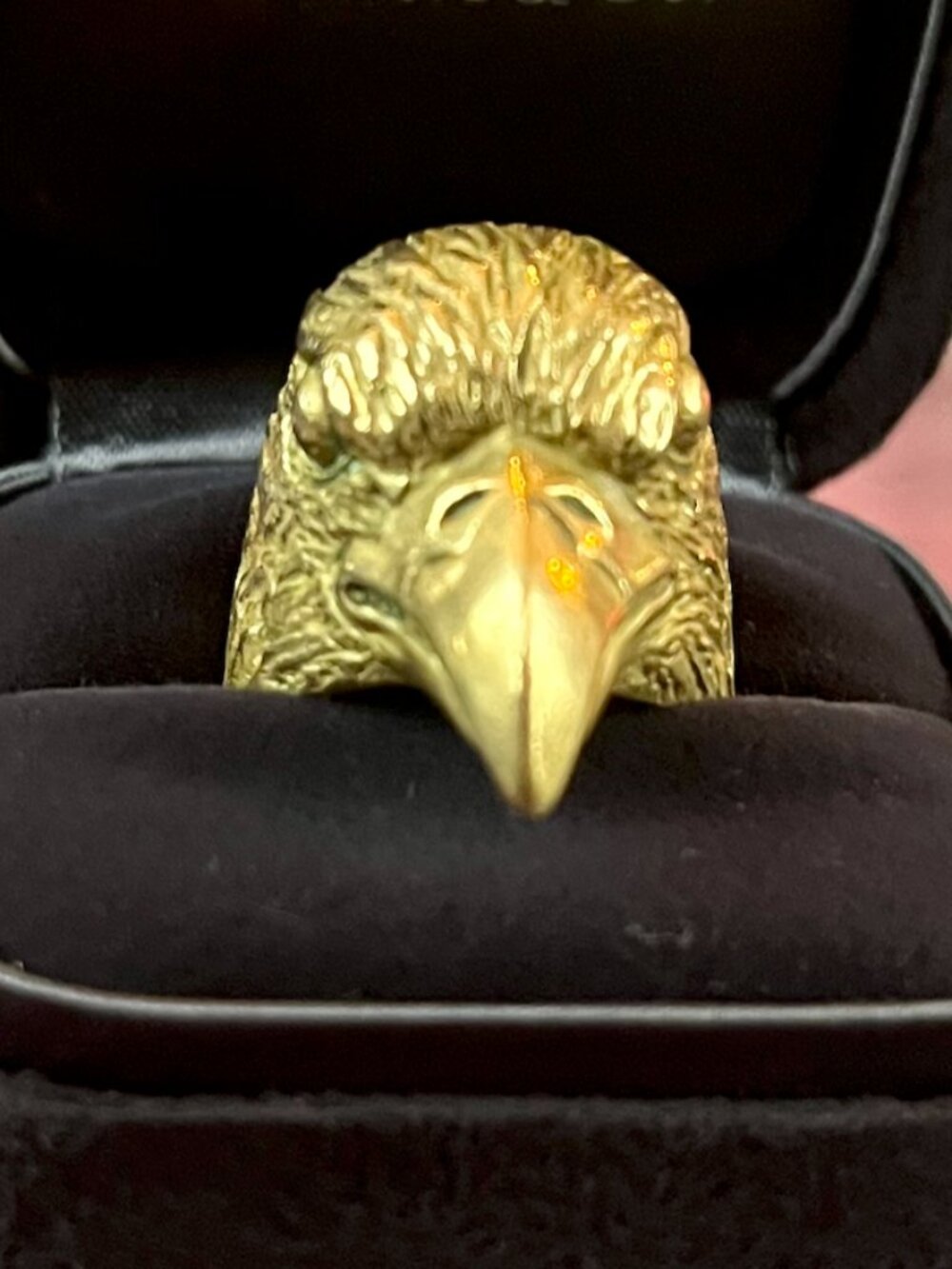 Vintage Style Gold Eagle Hawk Falcon Head Statement Ring - Picture 2 of 4